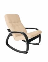 Кресло -качалка Сайма мебельная ткань арт.GT3300-МТ002 (2 уп. каркас венге 1 уп., сиденье слоновая кость 1 уп.)