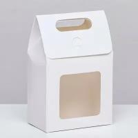 Коробка-пакет с окном, белый, 15 х 10 х 6 см