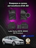 Эва/Eva Ева коврики c бортами Лада Веста/Lada Vesta (2015-2022) DELFORM 3D Premium ("EVA 3D") cалон