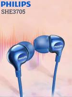 Наушники Philips SHE3705 внутриканальные 2.0, 3.5мм/jack, с микрофоном, 1.2м