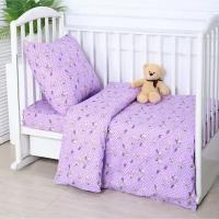 Постельное бельё BABY Зайчики, цвет сиреневый, 112х147см,110х150см, 60х60см, бязь 142гр/м, 100% хлопок