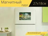 Магнитный пазл "Faworki, хрустящий, пирожные" на холодильник 27 x 18 см