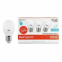 Светодиодная лампа Gauss LED Elementary Globe 7W E27 4100K (3 лампы в упаковке)