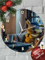 Настенные часы УФ "Новый год Пикачу (покемон, какао, уют, милый, кавай, аниме) - 6031"