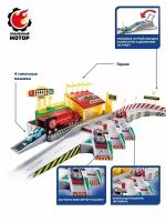 Трек Пламенный мотор Пит-стоп, 4 машины, пусковое устройство, 3 кнопки для выбора питлейна (870711)