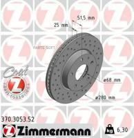 370305352 ZIMMERMANN 370.3053.52_диск тормозной передний! SPORT D=280мм Mazda 3 1.5/1.6 13>