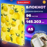 Блокнот Brauberg Lemons, с резинкой, 96 листов А5