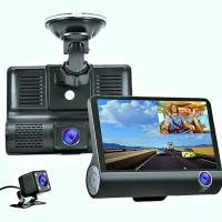Видеорегистратор для автомобиля с 3 камерами, Регистратор 3 в 1 с камерой заднего вида для авто