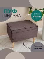 Пуф банкетка Милана 40*60*46 Vремя shop велюр темно-коричневый, венге