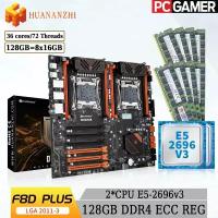 Комплект двухпроцессорная материнская плата Huananzhi X99-F8D PLUS + 2*CPU 2696V3 + 128GB DDR4 ECC