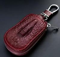Защитный универсальный бордовый чехол для ключа футляр брелок из натуральной кожи для авто машины Хонда Мерседес Ауди Опель Киа Хендай Сузуки Рено