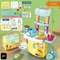 Игровой набор "Столик + Рюкзак" 2in1 Ролевые игрушки в Рюкзаке "Kitchen Set, Medical Supplies, Make-up, Repair Tool"