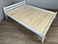 Кровать полутороспальная Классика из массива сосны со сплошным основанием, 190х120 см (габариты 200х130), цвет белый