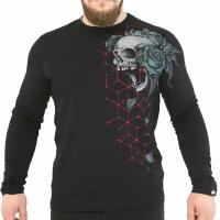 Skull in flowers 2XL / лонгслив с принтом черепа / Spare Skin. Брутальная одежда. Брутальная одежда