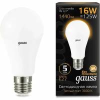 Gauss Светодиодная Лампа A60 16W 1440lm 3000K E27 LED 1/10/50 102502116
