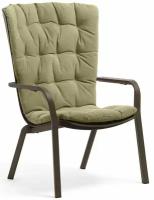 Лаунж-кресло пластиковое с подушкой ReeHouse Folio Табак, Зеленый