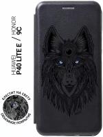 Чехол-книжка Book Art Jack для Huawei P40 Lite E / Honor 9C с принтом "Grand Wolf" черный