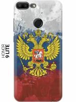 GOSSO Ультратонкий силиконовый чехол-накладка для Honor 9 Lite с принтом "Герб и Флаг РФ"