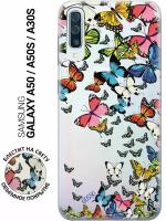Ультратонкий силиконовый чехол-накладка для Samsung Galaxy A50, A50s, A30s с 3D принтом "Magic Butterflies"