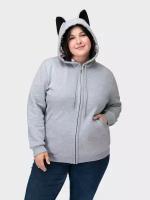 Толстовка женская Plus size MF Ушки меланж 5XL