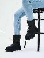 Дутики женские зимние сапоги с мехом дутыши для девочки сноубутсы луноходы зима высокие ботинки Jerado M8781-1-black