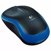 Мышь беспроводная Logitech M186, радиоканал черная/синяя