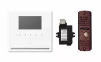 Комплект видеодомофона и вызывной панели COMMAX CDV-43Y (Белый) / AVC 305 (Медь) + Модуль XL Для цифрового подъездного домофона