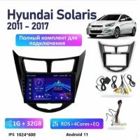 Автомагнитола Android 1Gb+32Gb Солярис Hyundai Solaris 2011 - 2017 / 9 дюймов / GPS / Bluetooth / Wi-Fi / FM - радио / Магнитола 2 дин на Андройд хендай Солярис 1