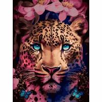 Картина по номерам на холсте Белоснежка "Цветочный леопард" / Живопись 30х40 см