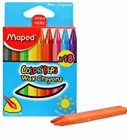 Мелки восковые 18 цв. MAPED COLOR'PEPS WAX, треугольный корпус, бум. футляр