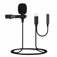 Микрофон петличный Lavalier Microphone, кабель Jack 3.5mm(f), Lightning(m), 1.5м, цвет чёрный