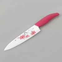 Нож универсальный «Gotoff», керамический, цвет: розовый, длина лезвия 18 см