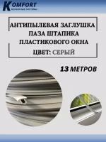 Заглушка паза штапика для окон и дверей ПВХ "грибок" серый 13 м