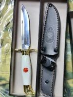 Нож финка НКВД ручной работы белый туристический с чехлом для, охоты и коллекционирования (модель 5)