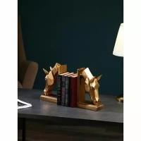Набор держателей для книг из 2 частей "Голова коня", полистоун, 28 см, золото, Иран, 1 сорт