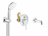 Набор для ванны с изливом и душевым гарнитуром Grohe BauClassic, хром