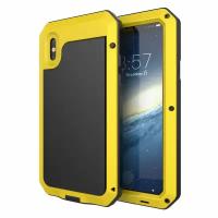 Защитный чехол MyPads противоударный бампер для iPhone 6 plus/ 6S plus 5.5 (Айфон 6/6С+ плюс) цельно-металлический со стеклом Gorilla Glass желтый