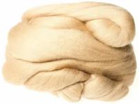 Шерсть для валяния лента гребенная 100% шерсть Троицкая полутонкая песочный (0124), 100г, 1шт