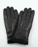 Зимние женские перчатки из натуральной кожи на меху Harmon Moda, Цвет Черный, Размер 7,5. Товар уцененный