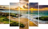 Модульная картина для интерьера "Закат на берегу моря / Пляж" 80х140 см
