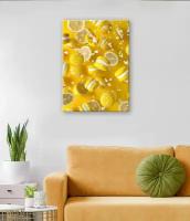 Картина/Картина на холсте/Картина на холсте для интерьера/Картина на стену/Картина в подарок для дома/- жёлтые обои с лимоном милые 40х60