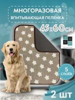 Пеленка для собак многоразовая впитывающая YUGO for you dog 45*60 см (2 шт)