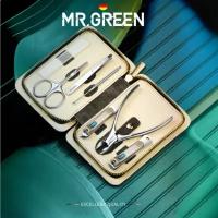 MR.GREEN Маникюрный набор 7 в 1, из медицинской нержавеющей стали в кожаном футляре в дорогу в подарочной упаковке