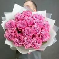 Монобукет живых цветов "15 пионовидных роз" сорт Кантри Блюз, цветочный магазин Wow Flora