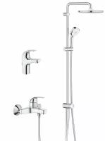 Комплект сантехники для ванной комнаты с тропическим душем Grohe BauCurve, хром