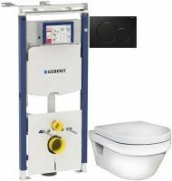 Комплект подвесной унитаз Gustavsberg Hygienic Flush 5G84HR01 + система инсталляции Geberit 111.362.00.5 + 115.770. DW.5