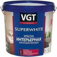 Краска Интерьерная, Влагостойкая VGT Superwhite ВД-АК-2180 7кг Супербелая, Матовая для Стен и Потолков