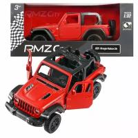 Машина металлическая RMZ City 1:32 Jeep Rubicon 2021 открытый верх, инерционный механизм, двери открываются, красный матовый цвет