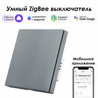 Умный Zigbee выключатель ROXIMO, однокнопочный, серый, SZBTN01-1S