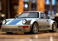 Машинка металлическая спорткар Porsche 911 (964) Carrera RS 1:24 длиной 19 см, Коллекционная модель для взрослых, Игрушечный автомобиль с звуковыми и световыми эффектами для детей